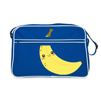 Happy Banane optimal für Kinder - Retro Tasche - Blau/Weiß - Vorne