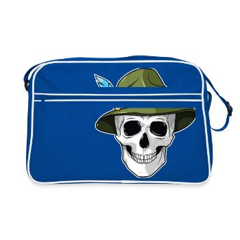 - crâne avec chapeau de feutre - Sac Retro - bleu/blanc - Devant