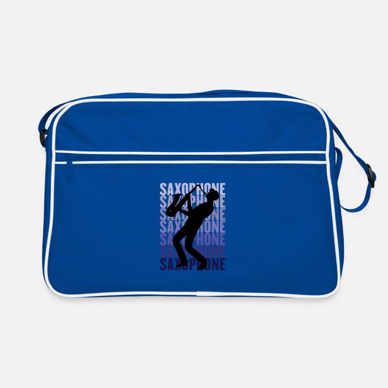 Saxophone - Retro Tasche - Blau/Weiß