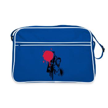 graffitis pulvérisateur avec bombe dans le style - Sac Retro - bleu/blanc - Devant