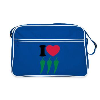 I love chilli - Retro Bag - blue/white - Front