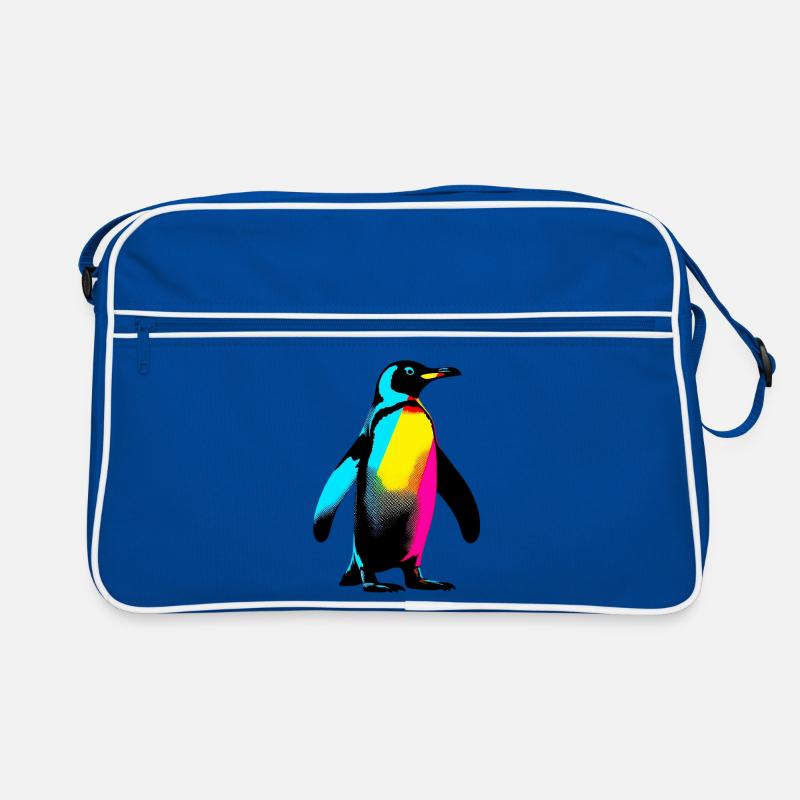 Pinguin - Retro Tasche - Blau/Weiß