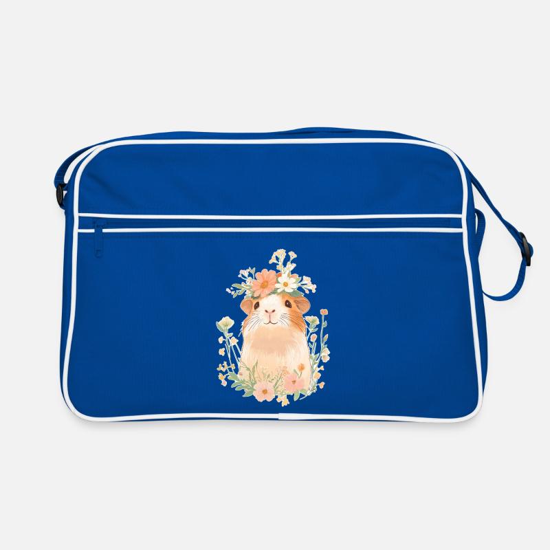 Guinea pig with flowers Retro Bag