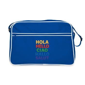 HOLA HELLO CIAO HALLO SALUT - Retro Bag - blue/white - Front