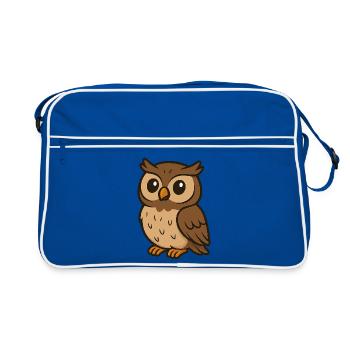Niedliche Cartoon-Eule – Weiser Waldfreund für Kinder - Retro Tasche - Blau/Weiß - Vorne