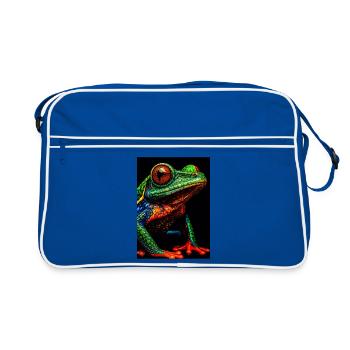 Vivid Rainbow Tree Frog Illustration - Retro Bag - blue/white - Front
