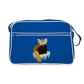 Ours panda roux assis sur du foin - Sac Retro - bleu/blanc - Devant