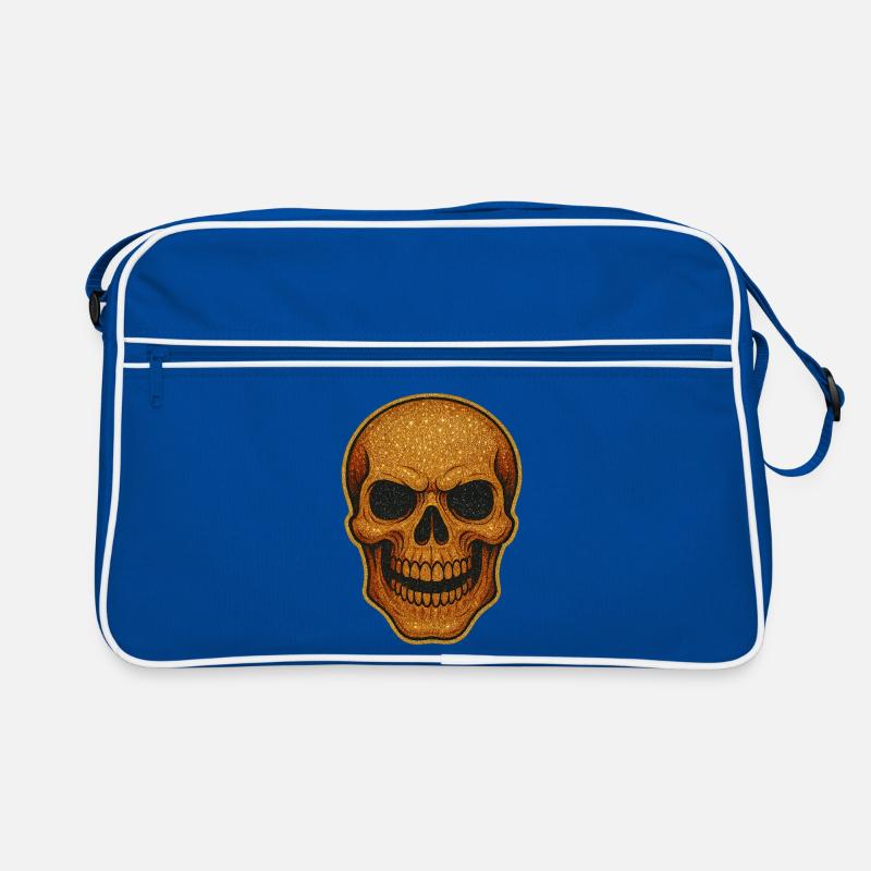 Glitzernder Goldschädel Schädel-Design - Retro Tasche - Blau/Weiß