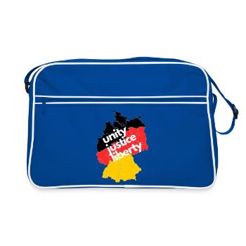 Carte de l’Allemagne - Unité, Justice et Liberté - Sac Retro - bleu/blanc - Devant