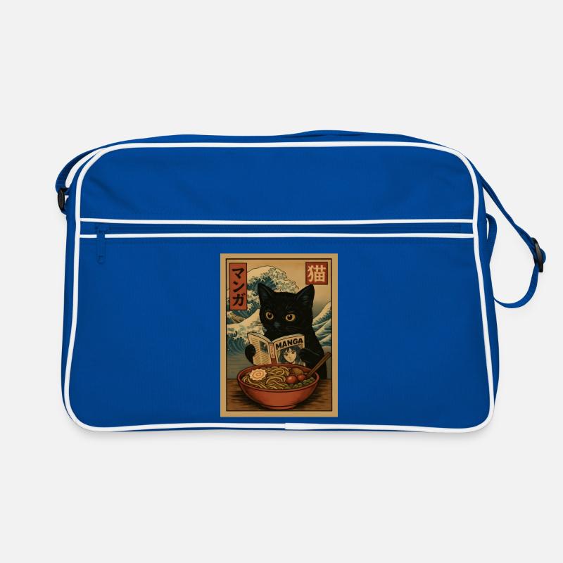 Cat lit des mangas mangeant Ramen Wave Sac Retro