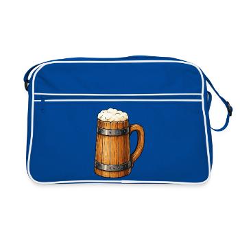 Conception en bois de la chope en tonneau de bière - Sac Retro - bleu/blanc - Devant