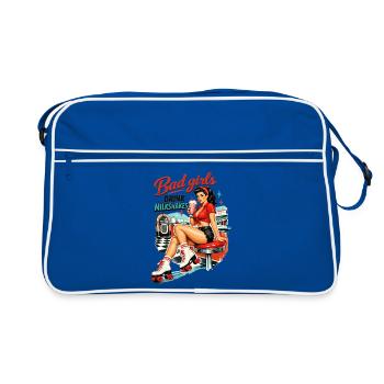 Bad Girls Drink Milkshakes – 50s Diner Pin-Up - Retro Tasche - Blau/Weiß - Vorne