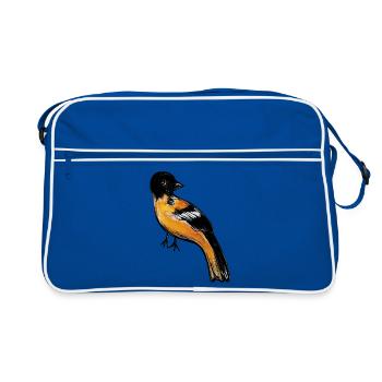 Crimson Robin auf Mitternacht - Retro Tasche - Blau/Weiß - Vorne