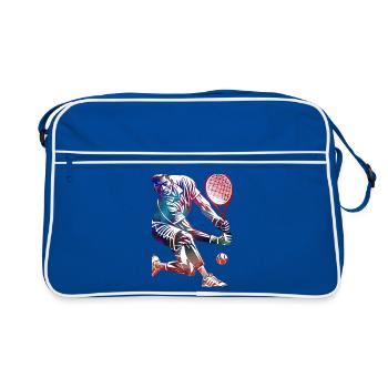 Tennisspieler - Retro Tasche - Blau/Weiß - Vorne