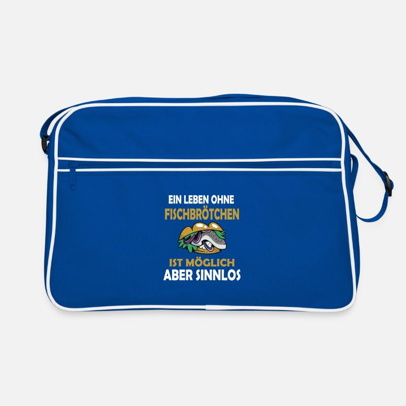 Fischbrötchen mit Pommes - Retro Tasche - Blau/Weiß