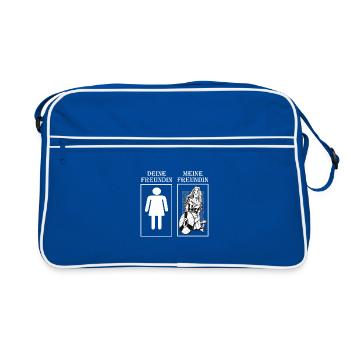 Schildmaid Wikinger Kriegerin - Retro Tasche - Blau/Weiß - Vorne