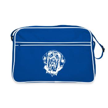 ENGLISH MASTIFF Hunde Portrait Rassehund Wilsigns - Retro Tasche - Blau/Weiß - Vorne