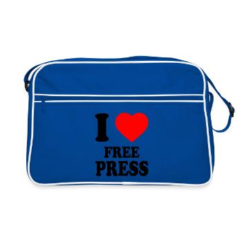 i love free press - Retro Tasche - Blau/Weiß - Vorne