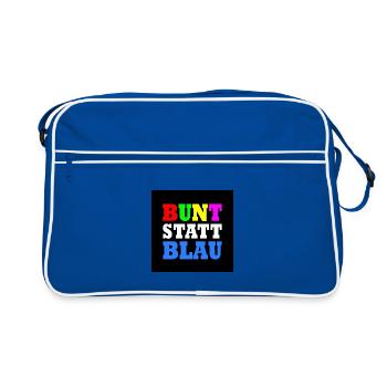 Bunt statt blau - Retro Tasche - Blau/Weiß - Vorne