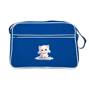 Don't Bully Me – Cute Cat with Message - Retro Bag - blue/white - Front
