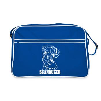 GIANT SCHNAUZER Portrait Wilsigns - Retro Tasche - Blau/Weiß - Vorne