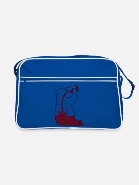 Gewichtheber Bär Schoki - Chocoholic - Retro Tasche - Blau/Weiß - Vorne