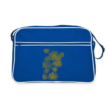 abstraktes Muster Bakterien - Retro Tasche - Blau/Weiß - Vorne
