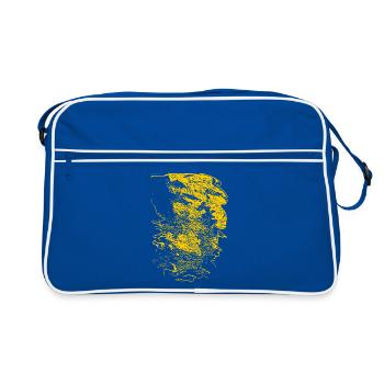 Gelbes Profil-Silhouette Muster - Retro Tasche - Blau/Weiß - Vorne