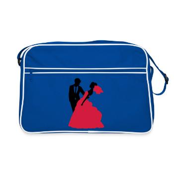 Mariage, Mariée, Le marié - Sac Retro - bleu/blanc - Devant