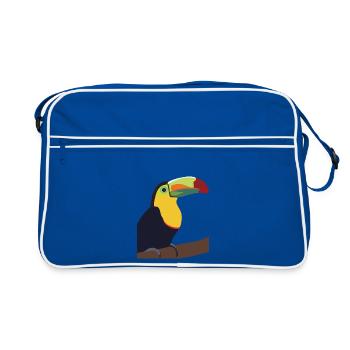 Timmy, der Toucan - Retro Tasche - Blau/Weiß - Vorne