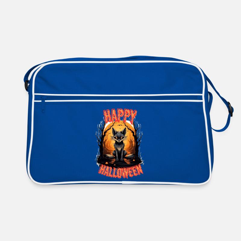 Fabelhafter Halloweenfuchs mit Feuer Retro Tasche