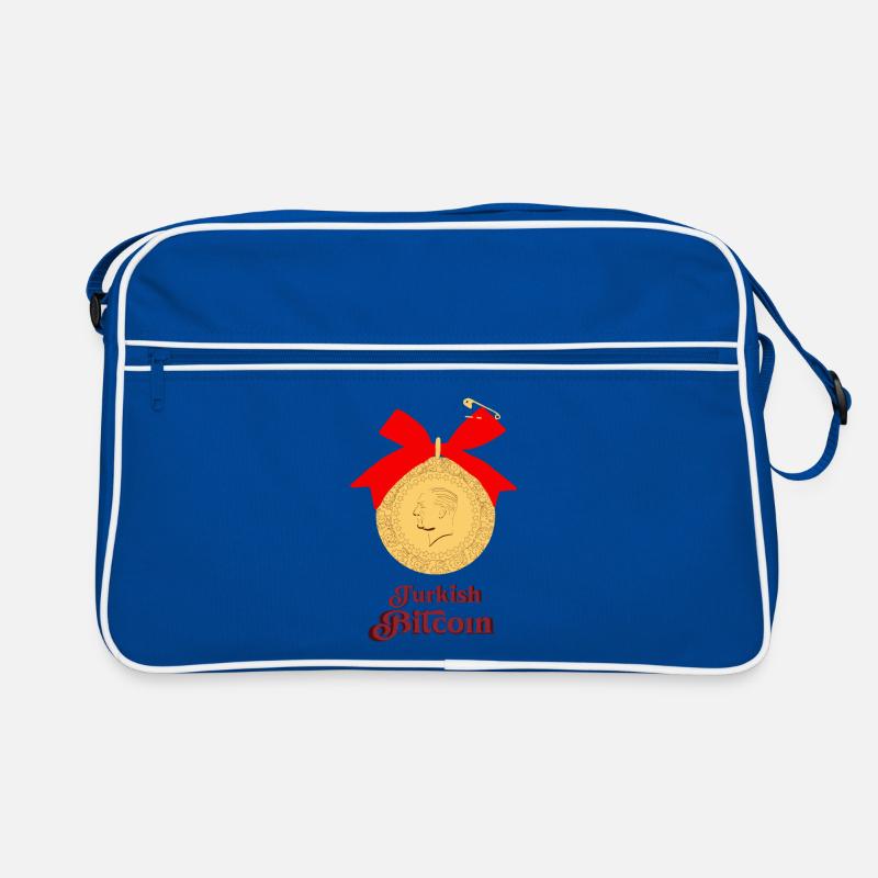 Türkischer Bitcoin - Retro Tasche - Blau/Weiß
