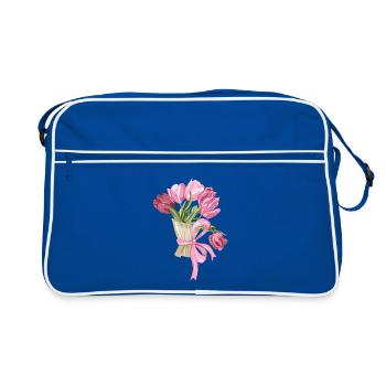 Composition florale vintage aux couleurs pastel - Sac Retro - bleu/blanc - Devant