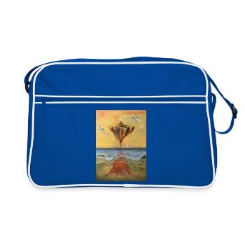 Surreal Floating Fortress with Ocean Depths - Retro Bag - blue/white - Front