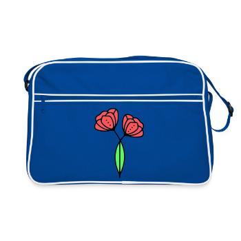 Poppy Poppies Minimalist Line Art 6 - Retro Bag - blue/white - Front