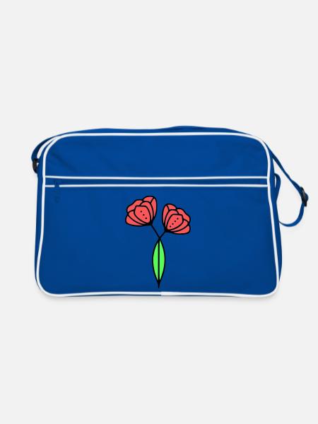 Poppy Poppies Minimalist Line Art 6 - Retro Bag - blue/white - Front