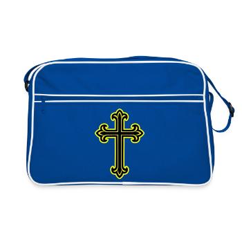 Symbole de croix chrétien - Sac Retro - bleu/blanc - Devant