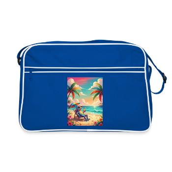 Gecko tropical dans le style néon - Sac Retro - bleu/blanc - Devant