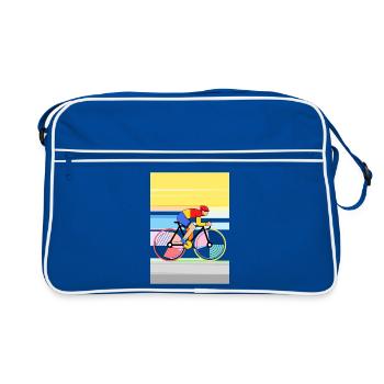 Geometric Cyclist in Color Block Style - Retro Bag - blue/white - Front