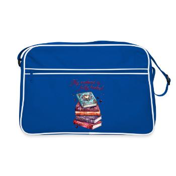 Mein Wochenende ist komplett verplant mit Büchern - Retro Tasche - Blau/Weiß - Vorne