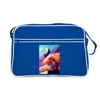 Am See - Retro Tasche - Blau/Weiß - Vorne