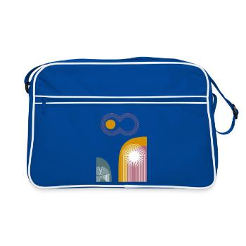 Pink Infinity Sun Abstrakter Bogen-Grafik - Retro Tasche - Blau/Weiß - Vorne