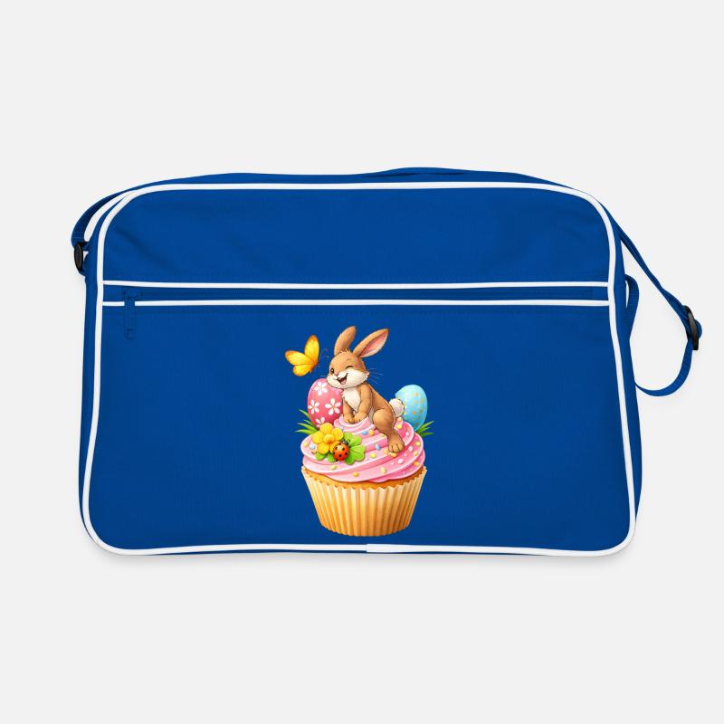 Cute Easter Bunny Cupcake with Colorful Easter Eggs Retro Bag