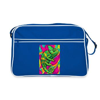 Chamäleon - Retro Tasche - Blau/Weiß - Vorne