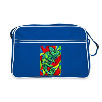 Chamäleon - Retro Tasche - Blau/Weiß - Vorne