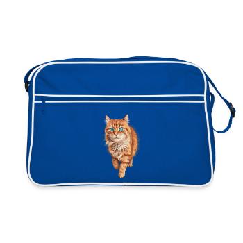 Blue-Eyed Orange Cat - Retro Bag - blue/white - Front