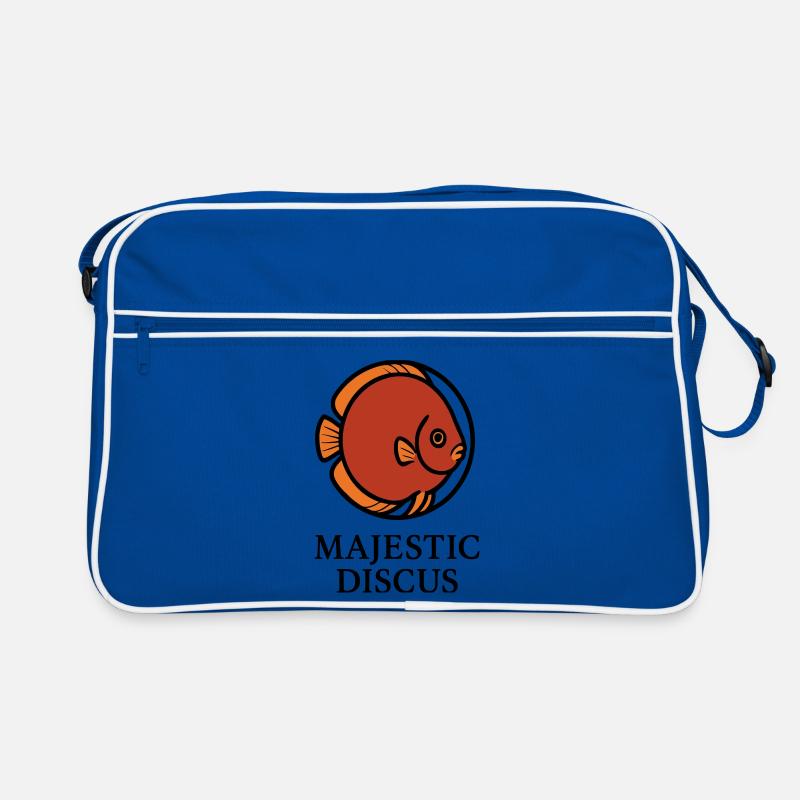 Majestätischer kreisförmiger Diskusfisch-Logo Retro Tasche