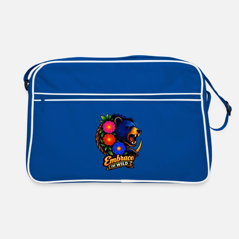 Wildnisumarmung mit Blumen - Retro Tasche - Blau/Weiß