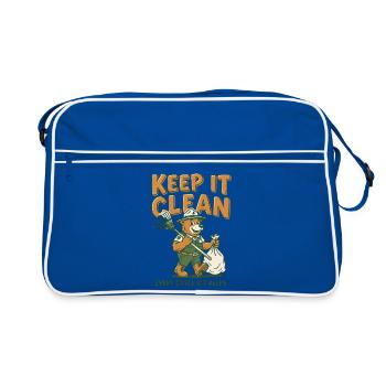Graphique de nettoyage d’ours Keep It Clean - Sac Retro - bleu/blanc - Devant