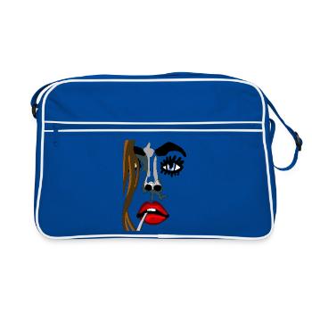Farbgesicht Noir-Stil - Retro Tasche - Blau/Weiß - Vorne